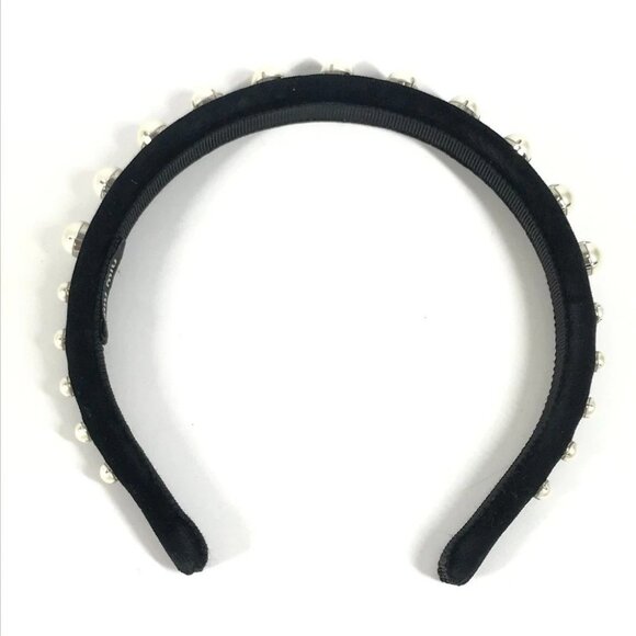 MIUMIU Faux pearl hair accessories hair band headband Katyusha Velor Black - Picture 2 of 12